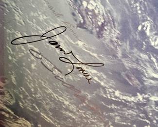 Apollo 8 - Astronaut Orbit photograph print signed by William Anders, Frank Borman and Jim Lovell.