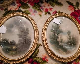 pair of original William henry Chandler pastel paintings