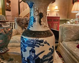 Antique 19th c. Chinese Blue & White Nanking Crackle Glaze Vase