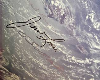 Apollo 8 - Astronaut Orbit photograph print signed by William Anders, Frank Borman and Jim Lovell.