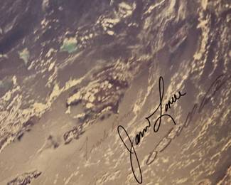 Apollo 8 - Astronaut Orbit photograph print signed by William Anders, Frank Borman and Jim Lovell.