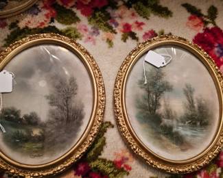 pair of original William henry Chandler pastel paintings