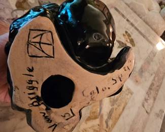 vintage Van Briggle pottery - black glaze Native American women vase