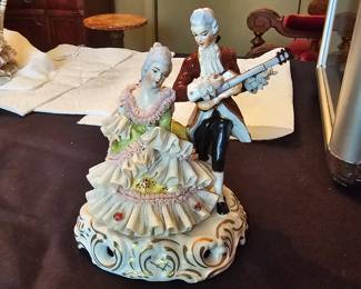 antique German Dresden porcelain figurines - markers include Volkstedt, Sitzendorf, Scheibealsbach, Ackermann & Fritze, Meissen and others
