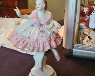 antique German Dresden porcelain figurines - markers include Volkstedt, Sitzendorf, Scheibealsbach, Ackermann & Fritze, Meissen and others