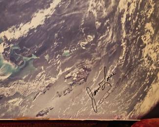 Apollo 8 - Astronaut Orbit photograph print signed by William Anders, Frank Borman and Jim Lovell.