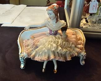 antique German Dresden porcelain figurines - markers include Volkstedt, Sitzendorf, Scheibealsbach, Ackermann & Fritze, Meissen and others