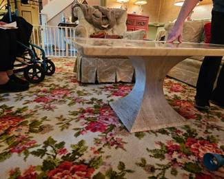 rare Italian Scagliola inlaid Marble specimen coffee table geometric shapes with Butterflies and Birds - 39x39