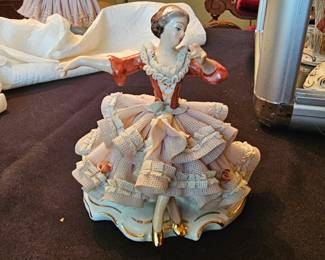 antique German Dresden porcelain figurines - markers include Volkstedt, Sitzendorf, Scheibealsbach, Ackermann & Fritze, Meissen and others