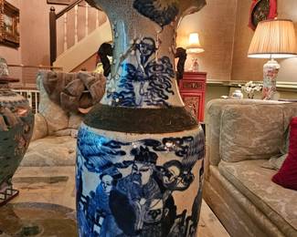 Antique 19th c. Chinese Blue & White Nanking Crackle Glaze Vase