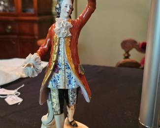antique German Dresden porcelain figurines - markers include Volkstedt, Sitzendorf, Scheibealsbach, Ackermann & Fritze, Meissen and others