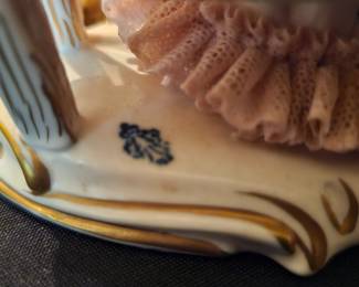 antique German Dresden porcelain figurines - markers include Volkstedt, Sitzendorf, Scheibealsbach, Ackermann & Fritze, Meissen and others