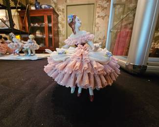 antique German Dresden porcelain figurines - markers include Volkstedt, Sitzendorf, Scheibealsbach, Ackermann & Fritze, Meissen and others