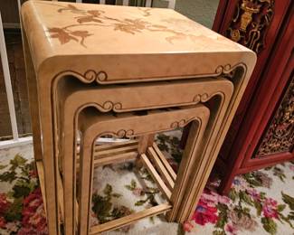 Asian Chinese Lacquer nesting tables