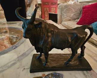 Bronze Bull sculpture by Jean-Baptiste Clesinger - 6 1/8" tall