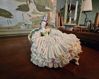 antique German Dresden porcelain figurines - markers include Volkstedt, Sitzendorf, Scheibealsbach, Ackermann & Fritze, Meissen and others