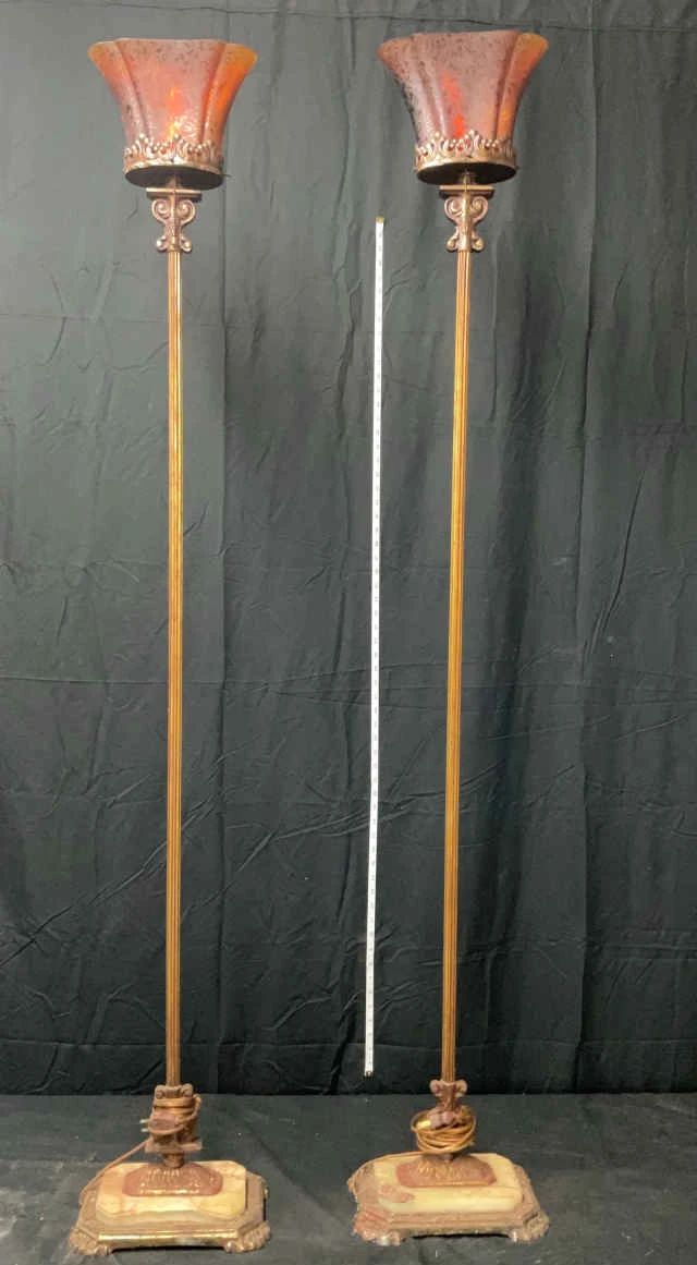 Set of Antique Art Deco Torchiere Lamps