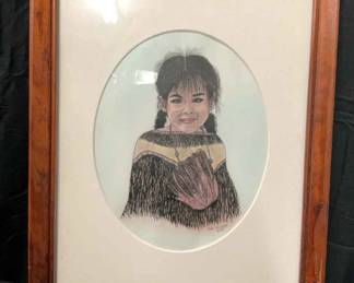 Wood Framed Native American Child Portrait