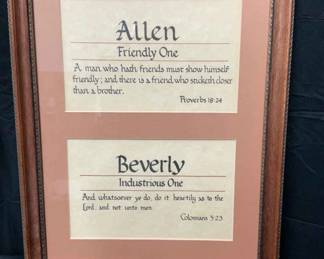 Framed Names with Biblical Meanings Scriptures