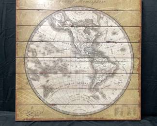 Wooden Slat World Map Wall Decor