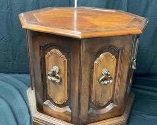 Retro Wooden Hexagon Storage End Table