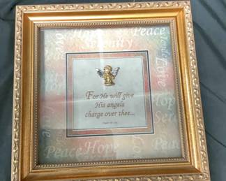Framed Angel Picture with Scripture