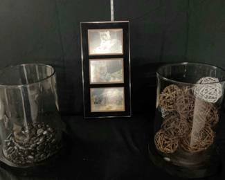2 Hurricane Vases a Framed Portrait