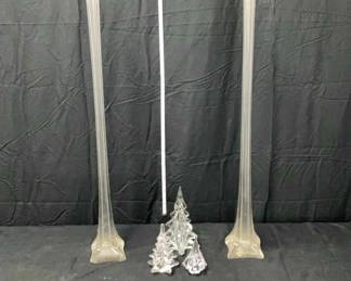Glass Christmas Trees 2 Tall Vases