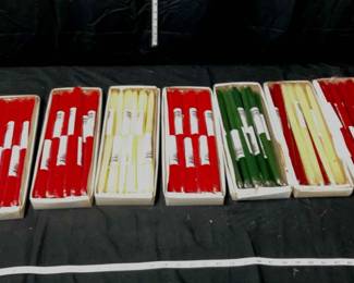 108 Long Stem Candles in Red, Green Cream