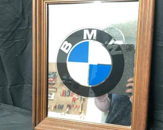 Framed Mirror with BMW Logo