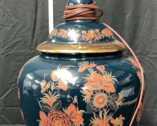 Vintage Cobalt Floral Porcelain Table Lamp