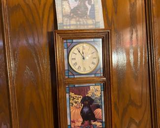 This unique clock has interchangeable stained glass for each season of the year!