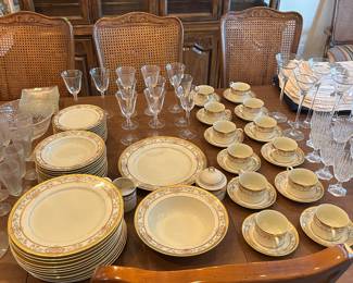Mikasa Fine China, 12 place setting, 1 serving platter, 1 serving bowl, 1 creamer/sugar bowl w/ lid,
