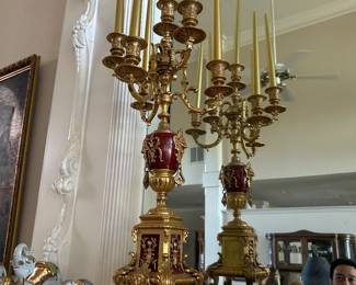 Baroque, French Antique Gilt Bronze candelabrasthat go with clock