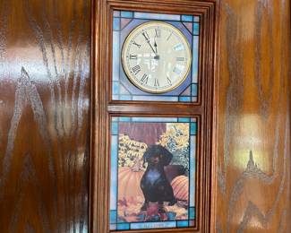 This unique clock has interchangeable stained glass for each season of the year!