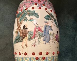 Directly from Thailand! Antique porcelain Famille mid-century garden seat single