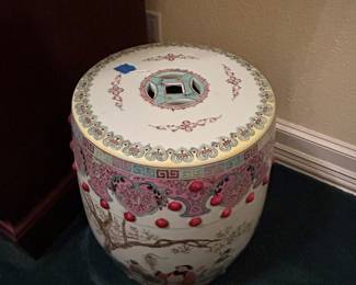 Directly from Thailand! Antique porcelain Famille mid-century garden seat single