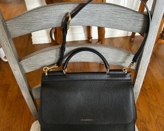 Dolce & Gabbana Sicily Leather Top Handle Black Bag.