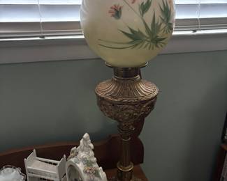 Antique globe lamp with brass base