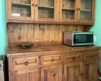 Rustic style light wood cabinet with metal handles-74x25x78