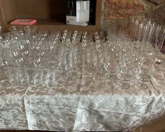 large collection of vintage glassware with stars