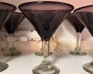 Set of 10 purple martini glasses