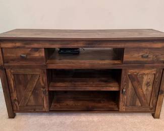 Farm style composite wood entertainment stand