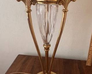 Pair of vintage brass and cut glass lamps