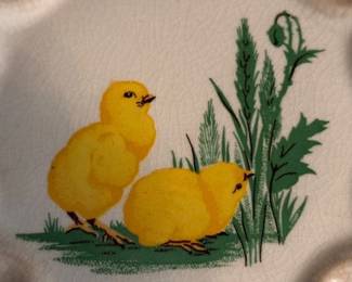Detail of center of vintage egg plate