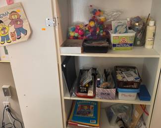 arts and crafts items plus a great little cabinet storage cabinet
