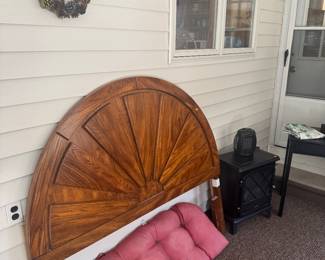 heavy solid oak round full size headboard