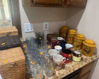 vintage cannister set, baskets and more
