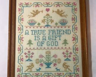 Framed Fiber Art Religious Wall Hanging