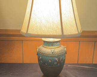 Vintage Chinese Bronze Cloisonne Enamel Vase Table Lamp